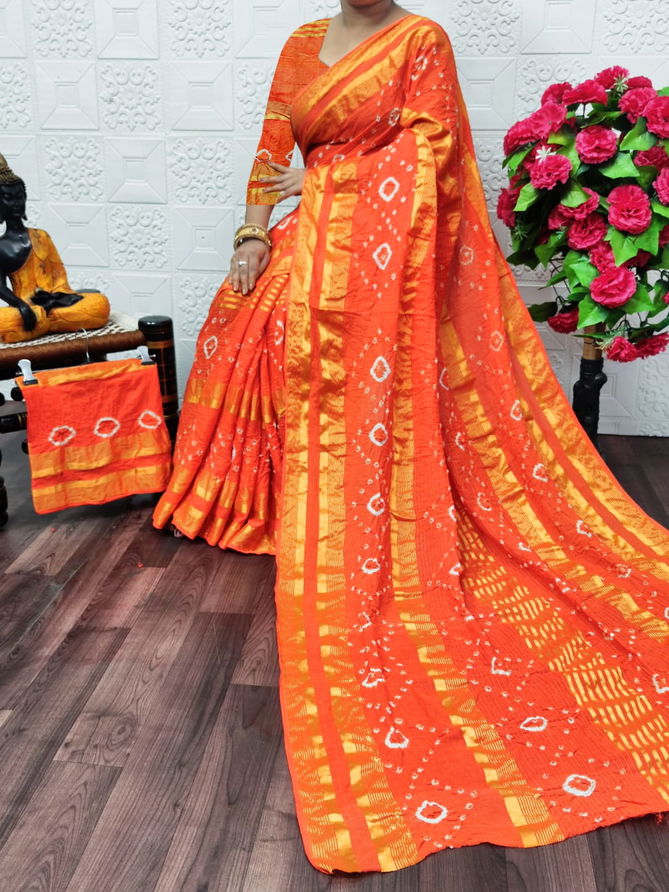 VIP Bandhej Printed Cotton Non Catalog Sarees